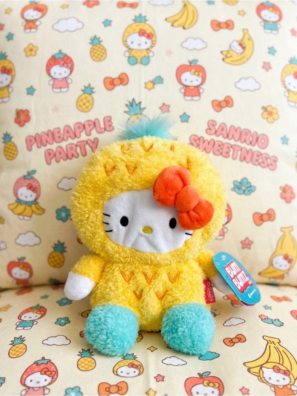 Sanrio Hello Kitty Pineapple Plush BumBumz - Yellow & Teal